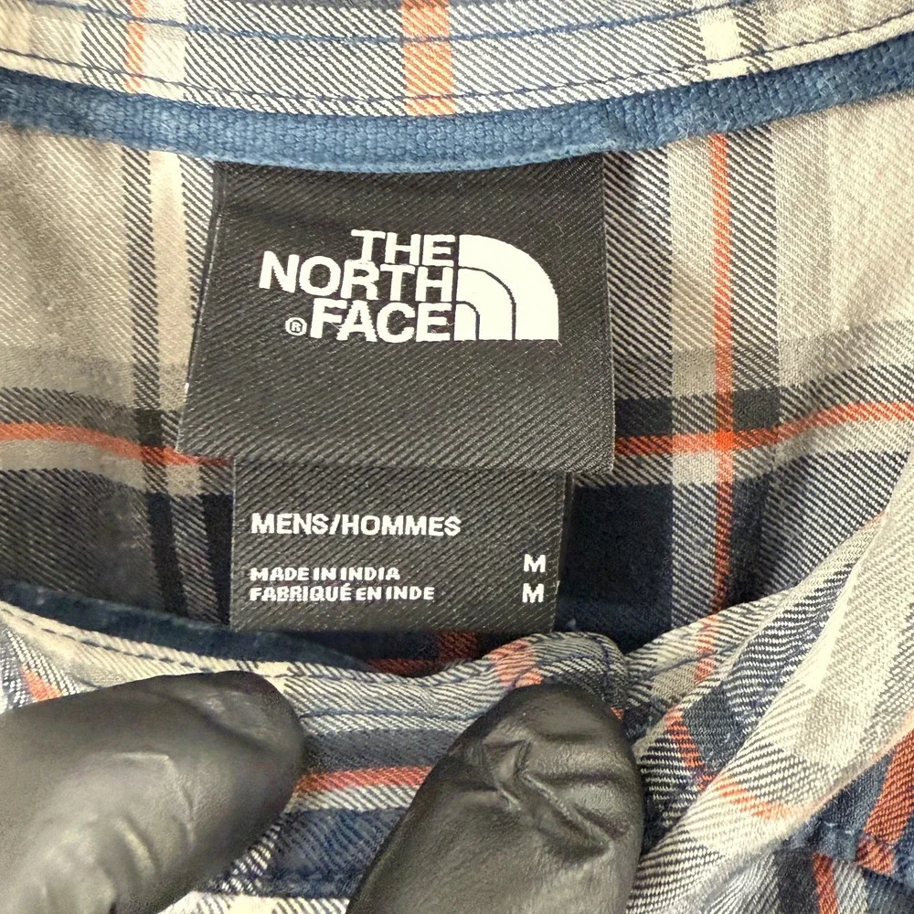 The North‎ Face Button-Up Shirt Mens Medium Blue Plaid Long Sleeve Cotton Casual